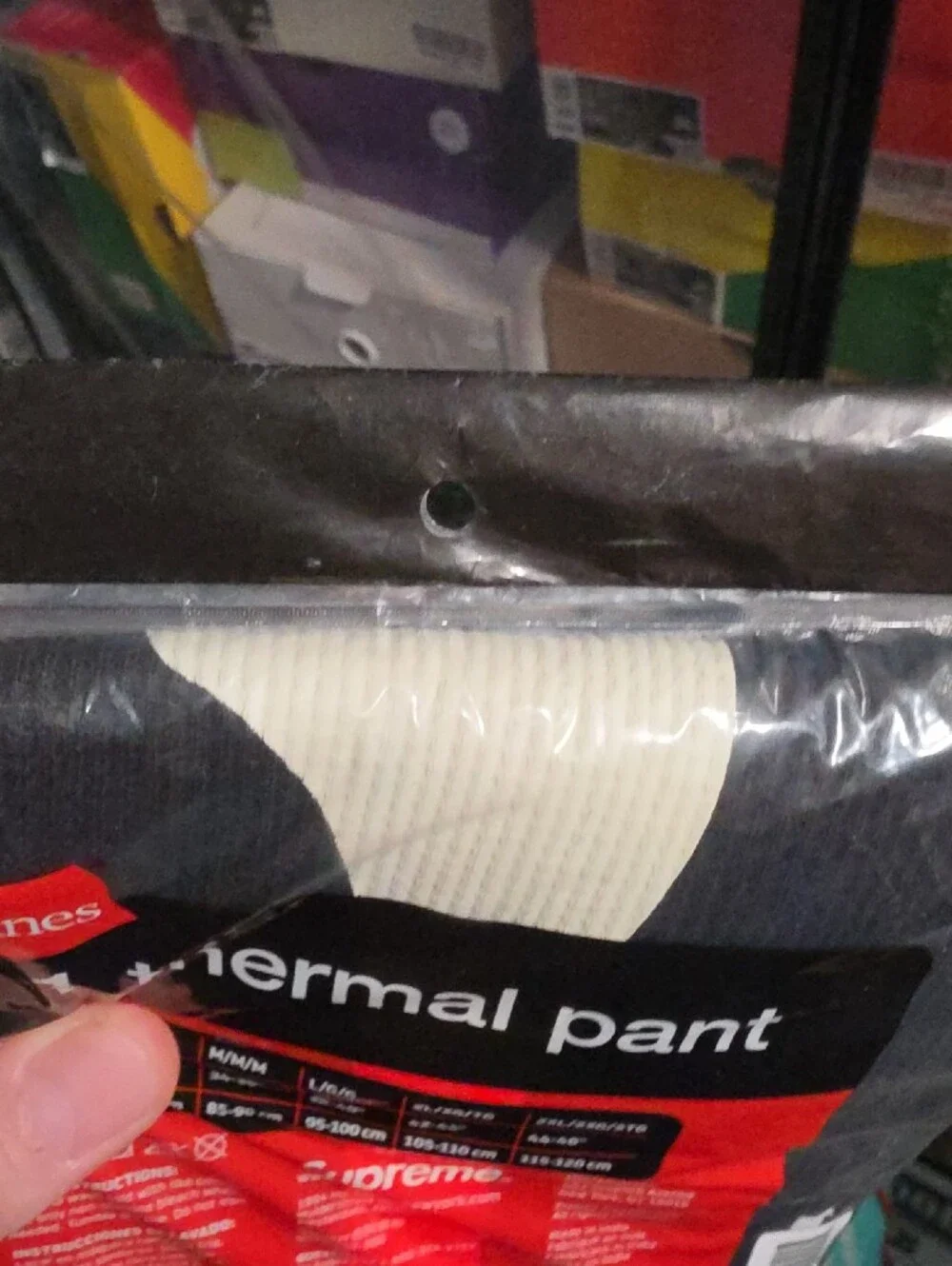 Hanes Black Thermal Pant with Red Logo XL